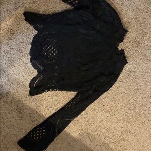 Black Crochet long sleeve top